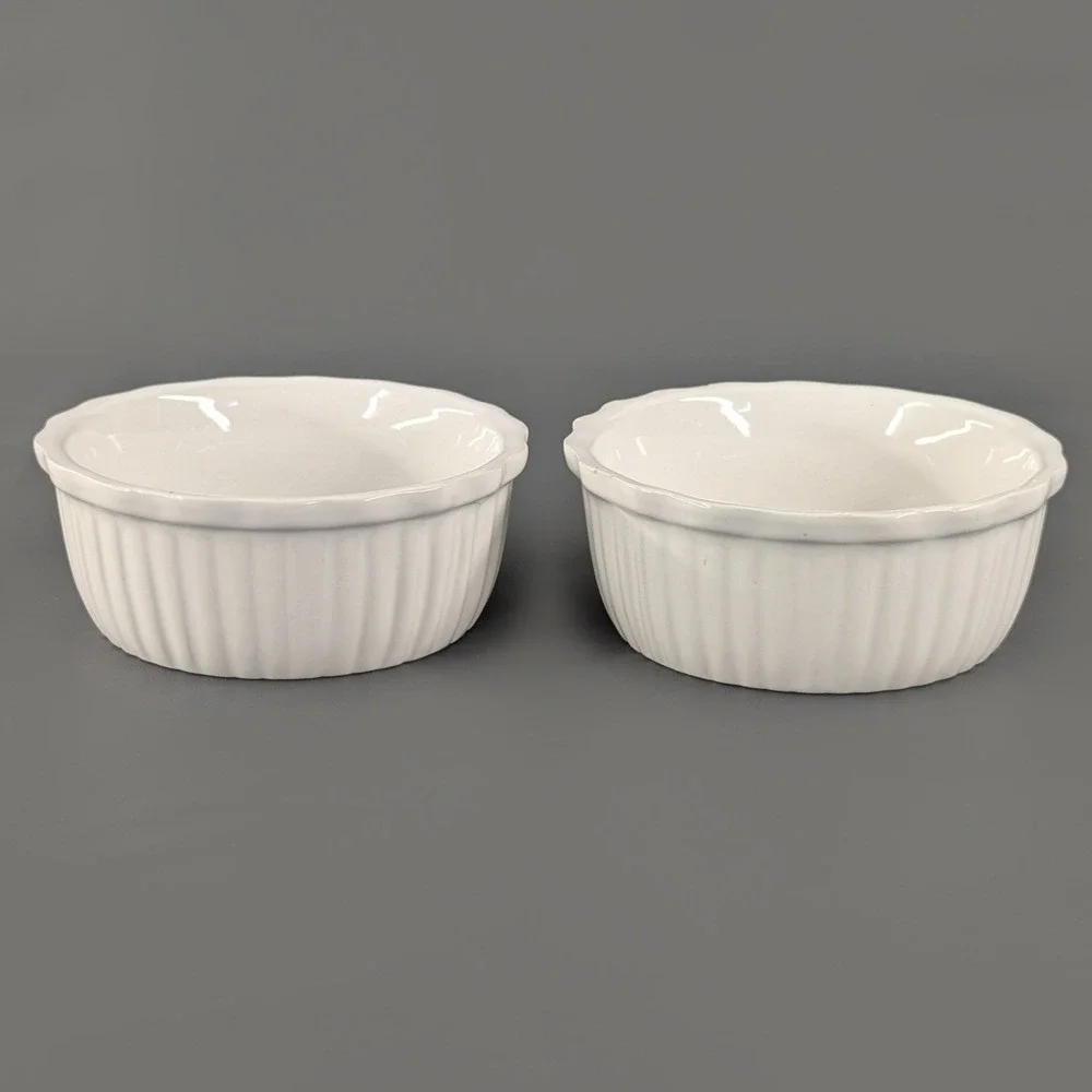 Royal Norfolk Stoneware Fall Ramekin Set 2 White 5in Autumn Harvest Bowls